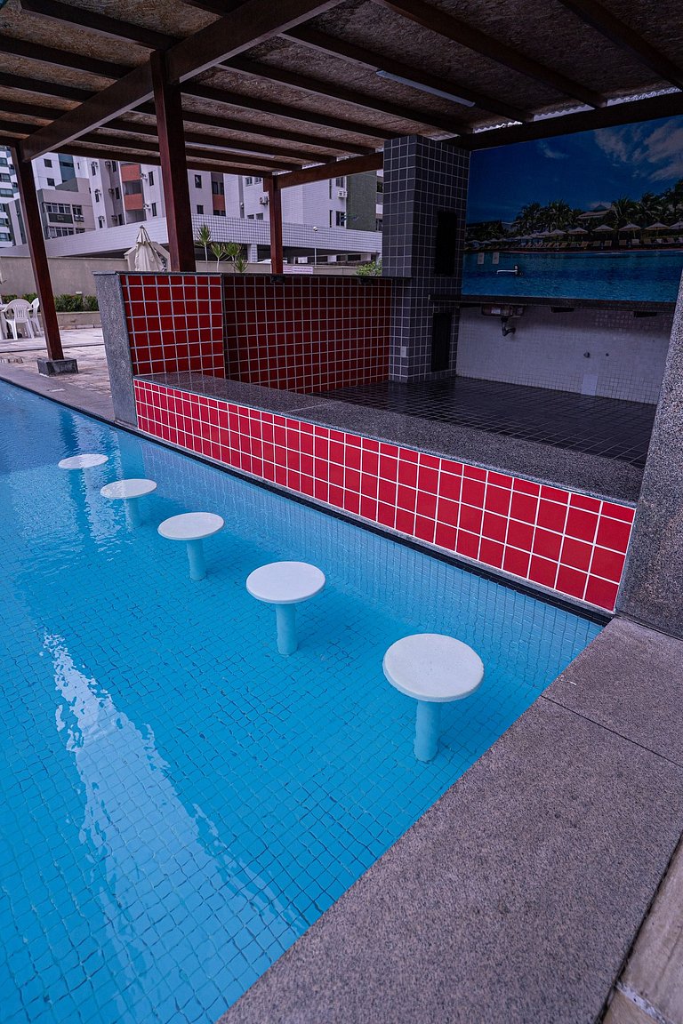 Flat c/ Limpeza Diária | Piscina e Praia - DL1804