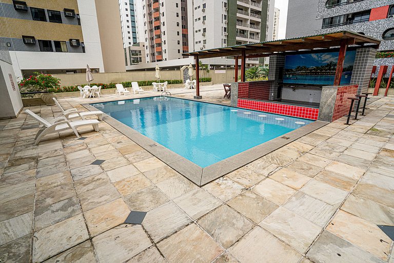 Flat c/ Limpeza Diária | Piscina e Praia - DL1804