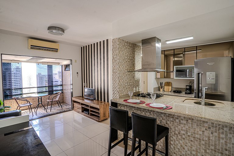 Flat c/ Limpeza Diária | Piscina e Praia - DL1804