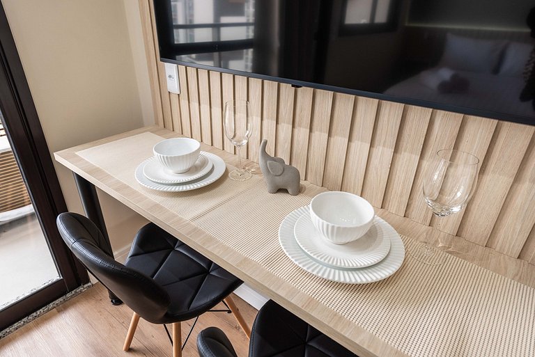 Studio c/ vista e academia no Brooklin - SB1406