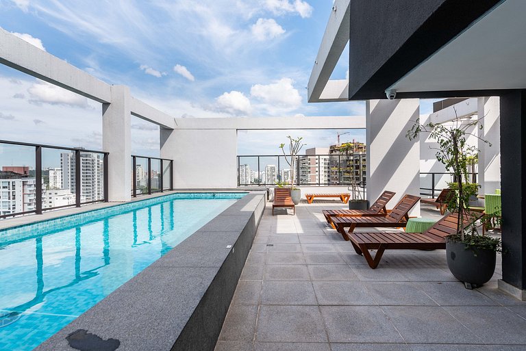 Studio c/ vista e piscina no Brooklin - SB1406