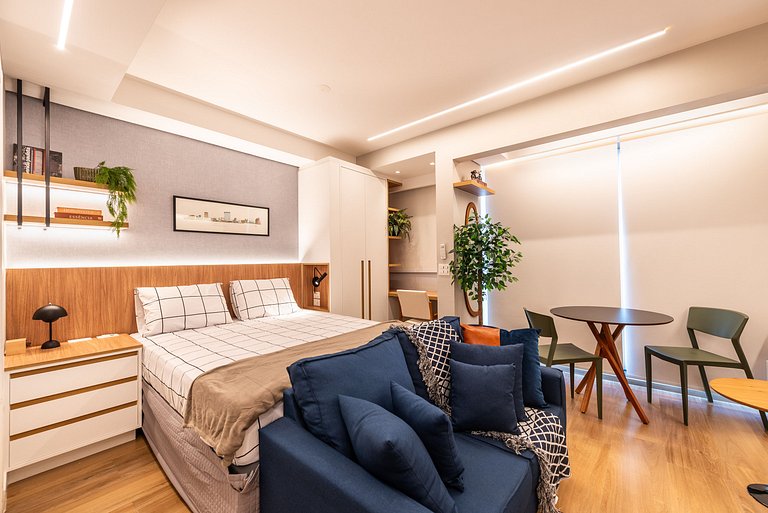 Studio c/ Piscina e Metrô em Pinheiros - PG313