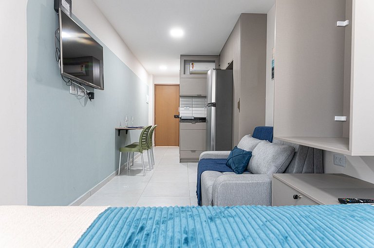 Studio c/ piscina rooftop pertinho da praia - S109