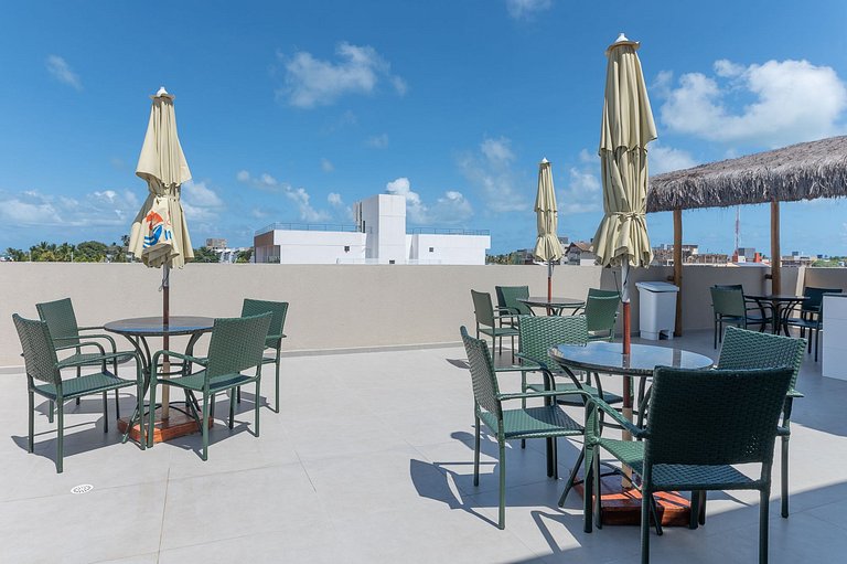 Studio c/ piscina rooftop pertinho da praia - S109