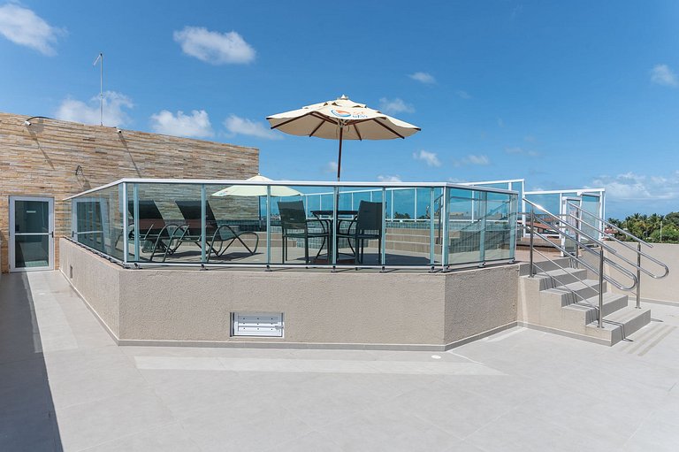 Studio c/ piscina rooftop pertinho da praia - S109