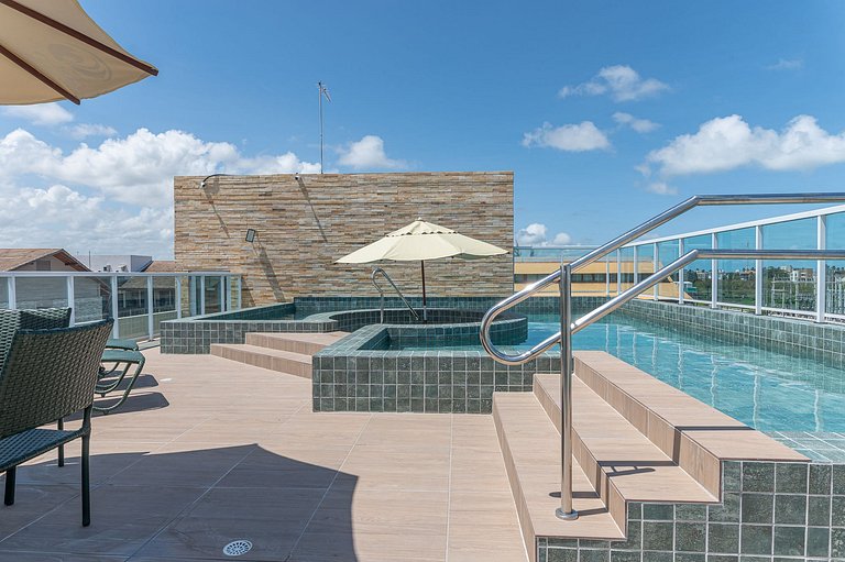 Studio c/ piscina rooftop pertinho da praia - S109