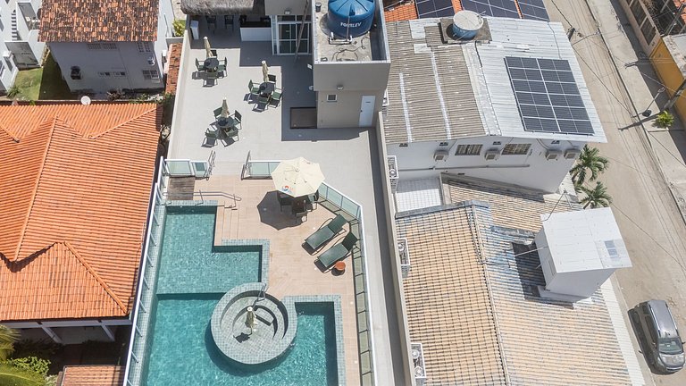 Studio c/ piscina rooftop pertinho da praia - S109