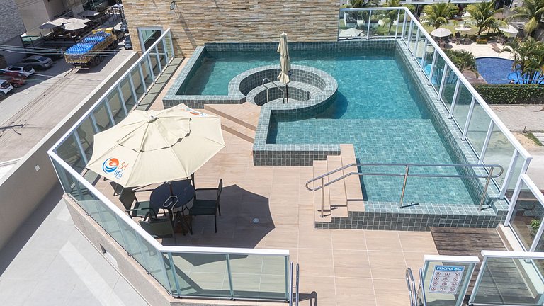 Studio c/ piscina rooftop pertinho da praia - S109