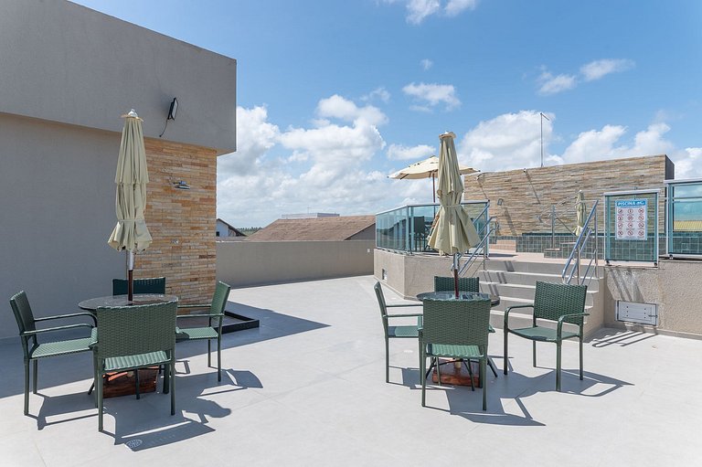 Studio c/ piscina rooftop pertinho da praia - S109