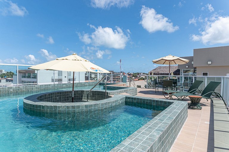 Studio c/ piscina rooftop pertinho da praia - S109