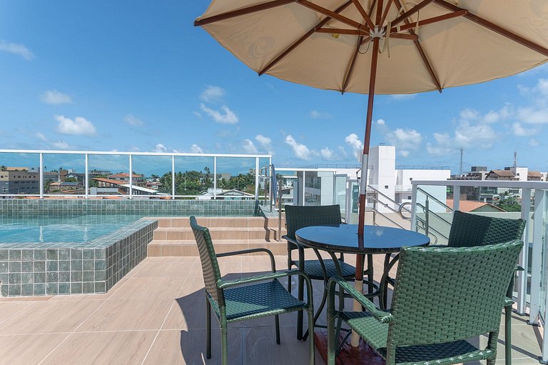 Studio c/ piscina rooftop pertinho da praia - S109