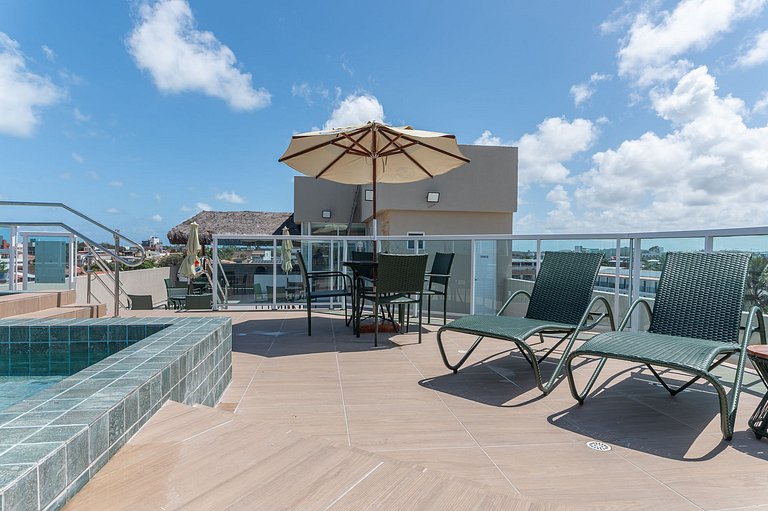 Studio c/ piscina rooftop pertinho da praia - S109