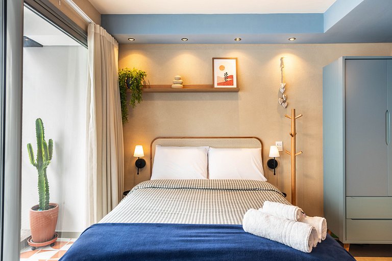 Studio com Varanda, Piscina & Academia - PG402