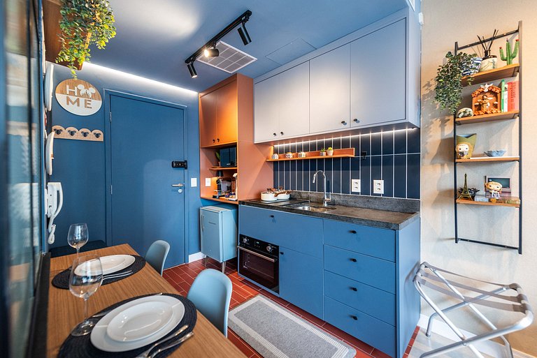 Studio com Varanda, Academia e Piscina