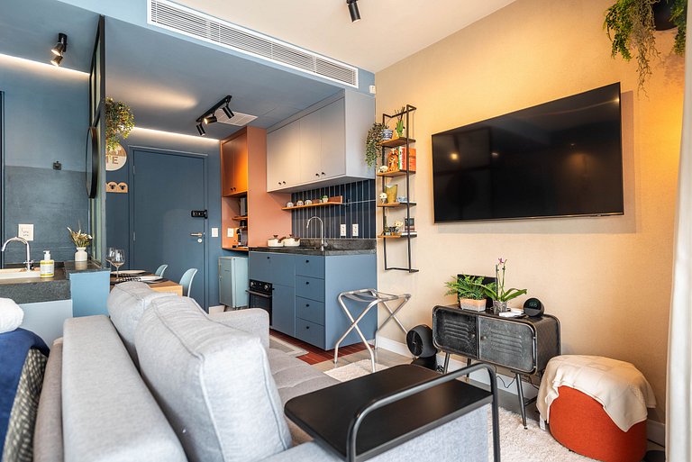 Studio com Varanda, Academia e Piscina