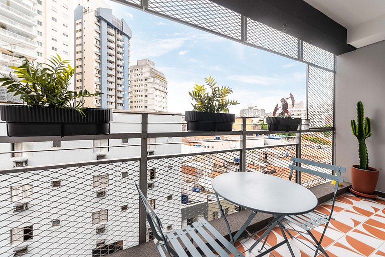 Studio com Varanda, Academia e Piscina