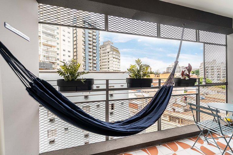 Studio com Varanda, Academia e Piscina