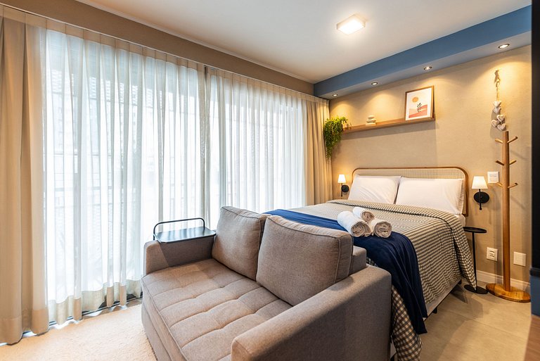 Studio com Varanda, Piscina & Academia - PG402