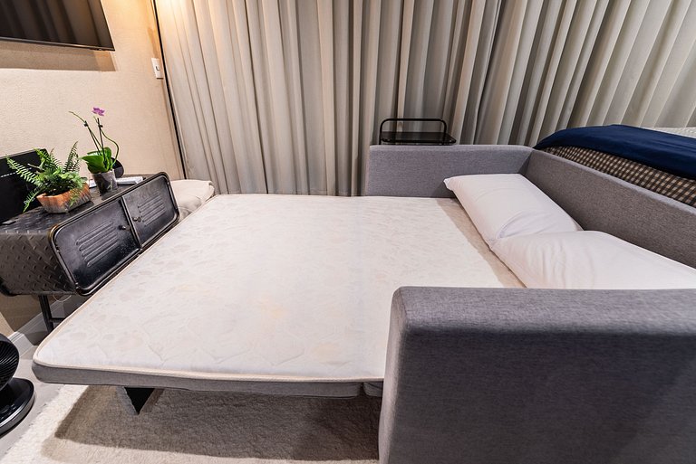 Studio com Varanda, Academia e Piscina
