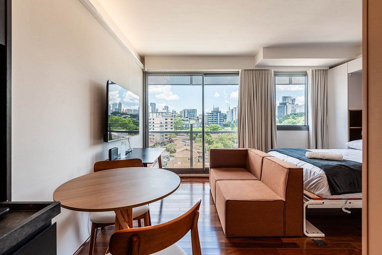 Studio em Pinheiros com Piscina Rooftop - P507