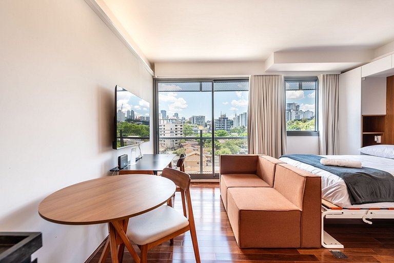 Studio em Pinheiros com Piscina Rooftop - P507