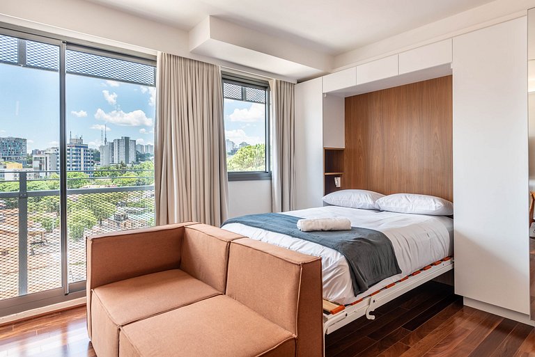 Studio em Pinheiros com Piscina Rooftop - P507