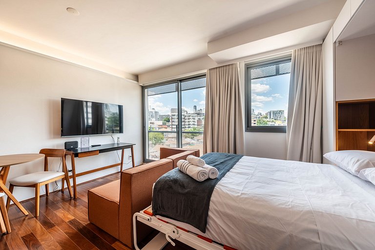 Studio em Pinheiros com Piscina Rooftop - P507