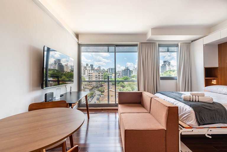 Studio em Pinheiros com Piscina Rooftop - P507
