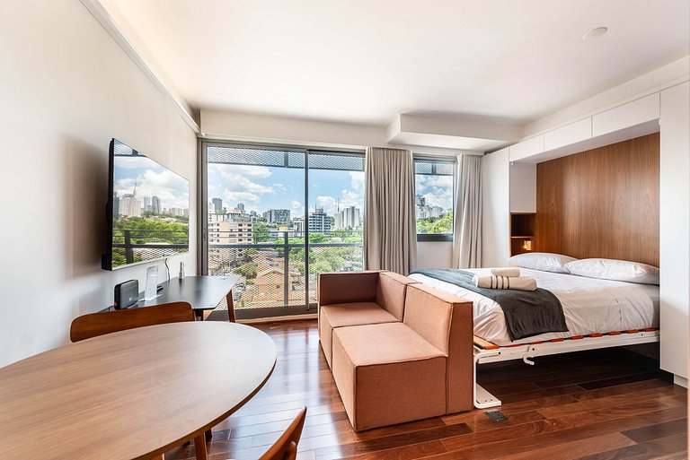 Studio em Pinheiros com Piscina Rooftop - P507