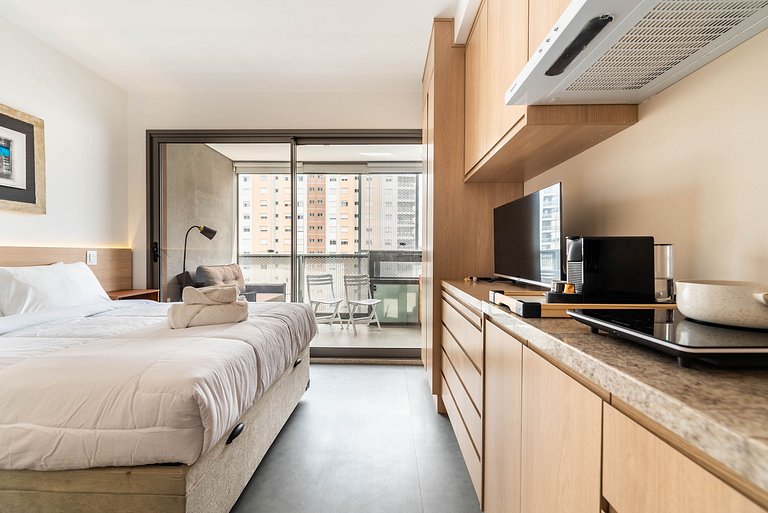 Studio em Pinheiros com Piscina e Academia - C1406