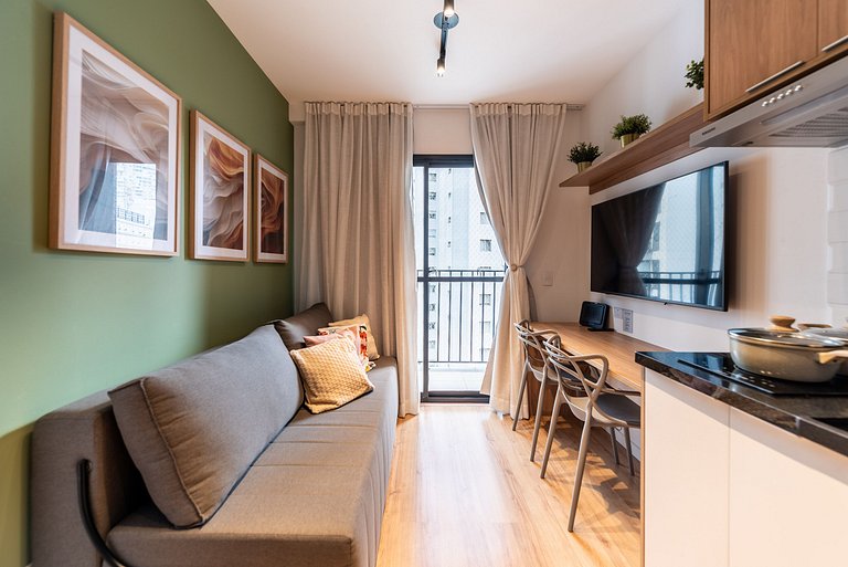 Studio em Pinheiros c/ piscina e academia - V711