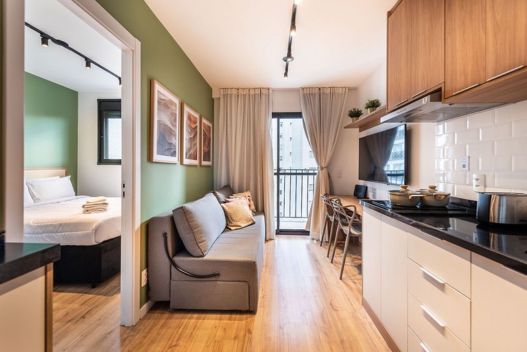 Studio em Pinheiros c/ piscina e academia - V711